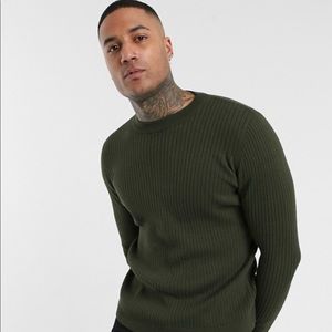 Army Green Pull&Bear Ribbed Sweater